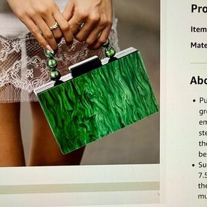 Emerald Green Clutch with Beaded Handle